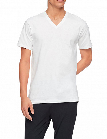 Calvin Klein Herren T-shirt, V-Ausschnitt, weiss