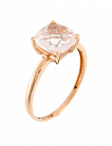 Comptoir du Diamant Ring «Quartz unique», Roségold/rosa Quarz