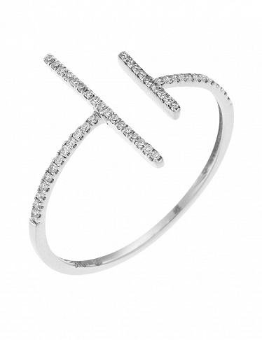 Comptoir du Diamant Ring «Parallèle asymétrique», Weissgold/Diamant