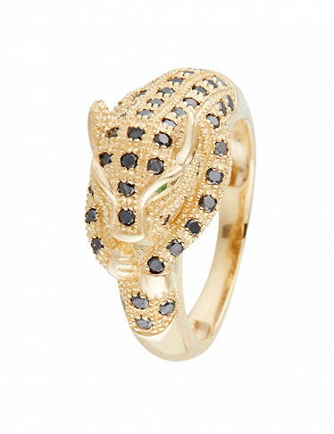 Artisan Joaillier Ring «Panthère Noire», Gelbgold/schwarze Diamanten