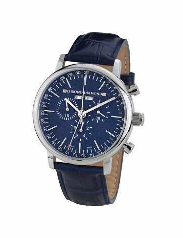 Chrono Diamond Montre Homme Argos bleu acier