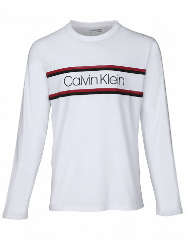Calvin Klein Herrenpullover mit buntem Logo, weiss