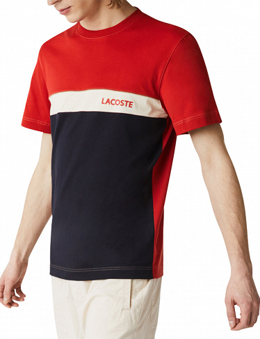 Lacoste T-Shirt für IHN, rot/weiss/blau