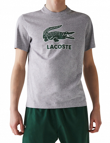 Lacoste T-Shirt mit Crackle-Logo, grau meliert