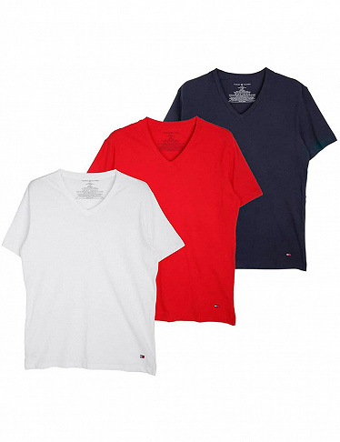Tommy Hilfiger T-Shirt für IHN, 3er-Pack, schwarz + weiss + rot