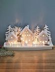Village de Noël, 10 LED, en bois, blanc