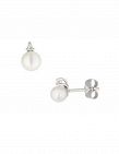 Comptoir du Diamant Boucles d'oreilles «Perles Trio Brillants», perles/diamants/or blanc