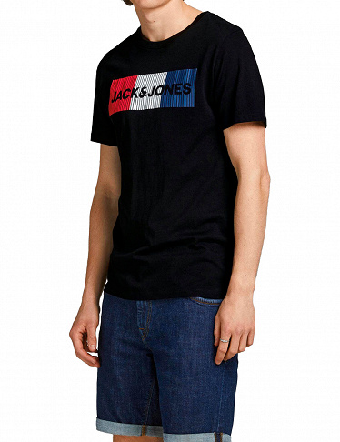 Jack & Jones T-Shirt für Herren, mit Logo, in Schwarz