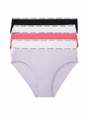 Calvin Klein Slips, 5er-Pack, schwarz + lila + rosa + 2 weiss