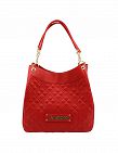 Love Moschino gesteppte Handtasche mit Henkeln im Materialmix, rot