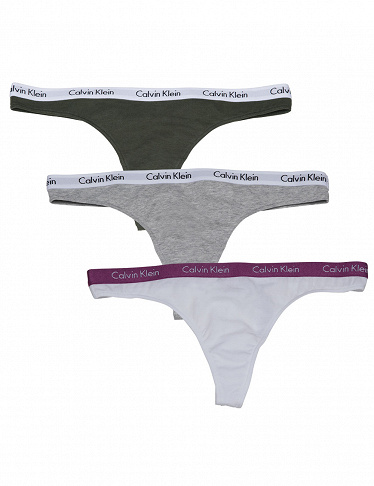 Calvin Klein Damen-Slips, 3er-Pack, schwarz + weiss + grau