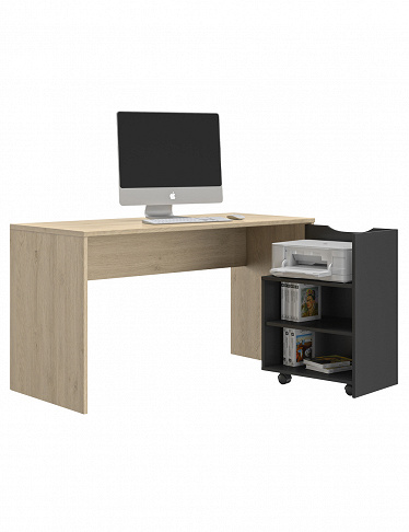 Schreibtisch «Alba», ausiehbare Fläche, L 136 x B 60 x H 74 cm, Dekor eiche/schwarz