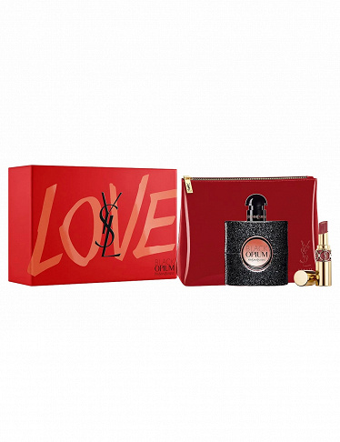 Yves Saint Laurent Geschenkset «Black Opium», Parfüm, Lippenstift, Etui