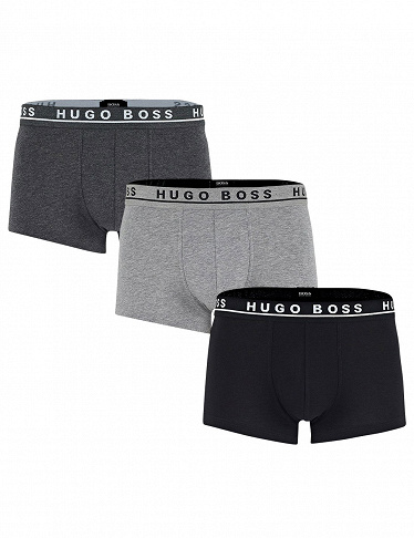 HUGO BOSS Boxer, 3er-Pack, schwarz/dunkelgrau/hellgrau
