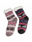 Pack de 2 paires de chaussettes, avec motifs hivernaux, gris/bleu