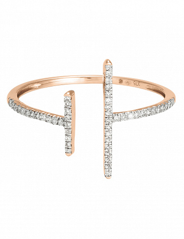 Paris Vendôme Ring «Parallèle asymétrique», Roségold/Diamanten