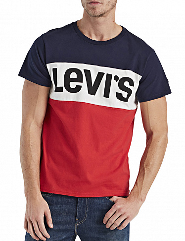Herren T-Shirt dreifarbig Levi's, blau/rot