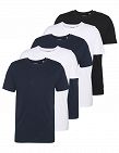 Jack & Jones T-shirt Homme, pack de 5, 2 x blanc + 2 x bleu + noir