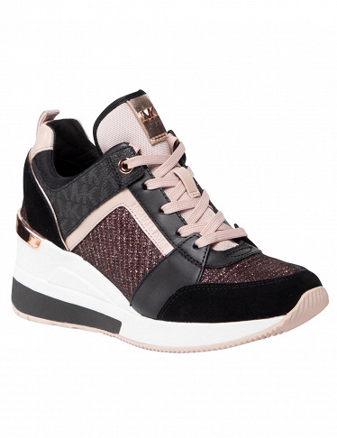 MICHAEL KORS Damen Sneakers mit Keilabsatz, rosa/schwarz