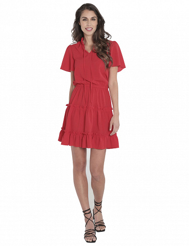 Kleid mit Volants, rot
