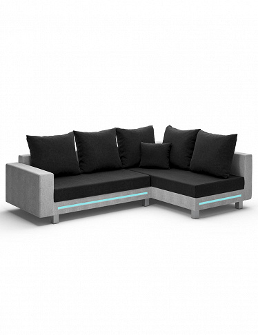 Sofa «Halo», mit LED, B 230 x H 85 x T 160 cm, schwarz/grau