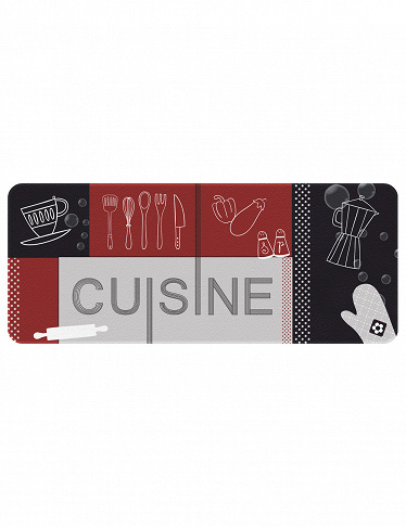 Küchenteppich «Cuisine», 50 x 120 cm, rot/schwarz