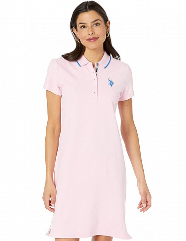 U.S. POLO ASSN. Polo-Kleid, mit Knöpfen, rosa