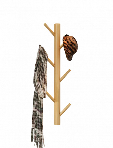 Wandgarderobe «Wood», Ø 3,3 x H 60 cm, hellbraun