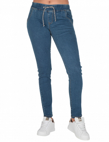 Jeans mit elastischer Taille und Kordel, blau
