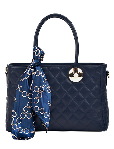 Handtasche aus Kalbsleder, mit Foulard, blau