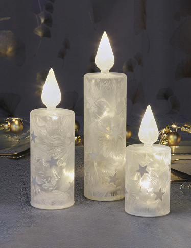 Kerzen «Ice», 3er-Set, mit LED