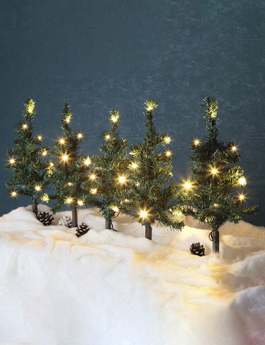 Kleine Tannenbäume mit LED, 5 Stück