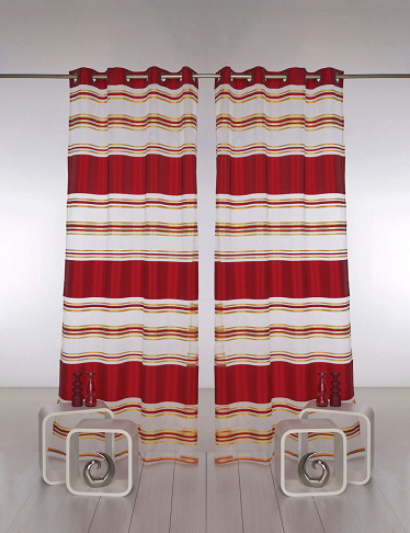 Vorhang, 2 Stück, H 240, B 140 cm, rot/goldfarben