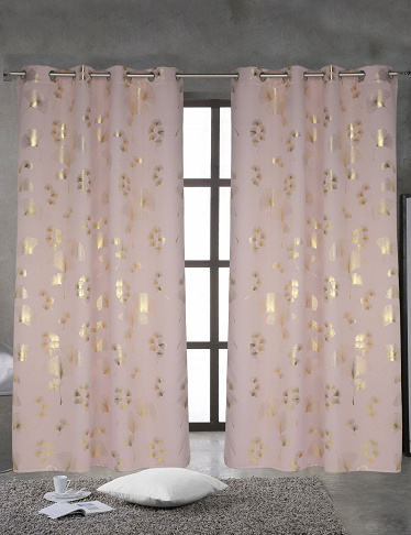 Vorhang «Ginkgo», lichtundurchlässig, H 240 , B 140 cm, rosa