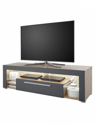 TV-Möbel «Gaël», mit LED, B 153 x H 44 x T 44 cm, Dekor grau/beige