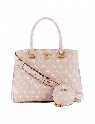 GUESS Handtasche «Alexie» mit Allover-Logo, rosa