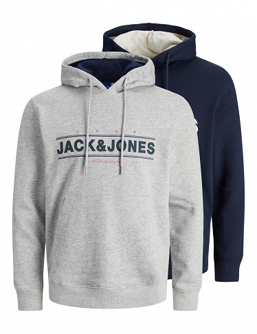 JACK & JONES 2er-Pack Pullover, grau + blau