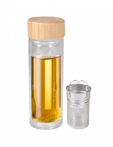 Homea Isolierflasche «Tea Bottle», aus Glas, mit Infusor