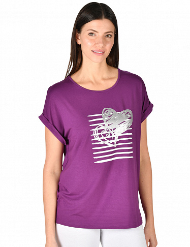 T-Shirt mit glänzendem Herz, violet
