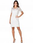 Kleid mit Spitze, gerader Schnitt, weiss