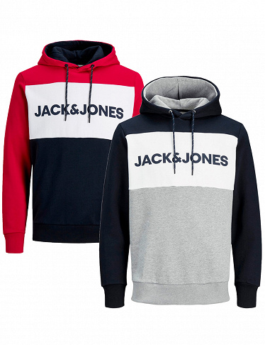 JACK&JONES Sweatshirts, 2er-Pack, marine/grau + marine/rot