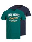 JACK&JONES T-shirts, pack de 2, vert + bleu