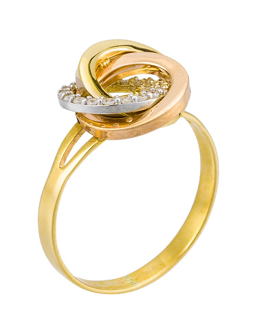 ORO DI ORO Ring «Croisade», Zirkonia/dreifarbiges Gold
