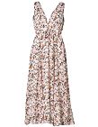 Lilie Rose Langes Kleid, bedruckt und mit Goldfäden, ecru/rosa