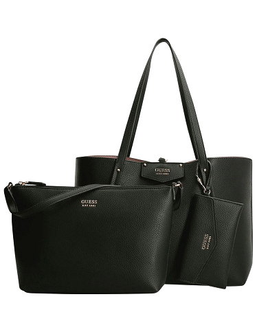 GUESS Handtasche «Eco Brenton Tote» mit Logo, schwarz