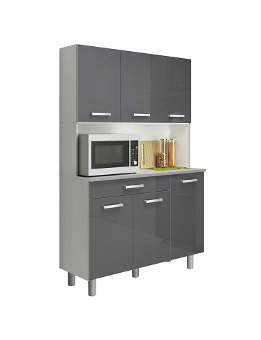 Küchenmöbel «Nardi», High-Gloss-Finish, B120xH185xT44 cm, grau