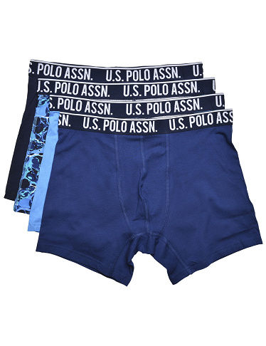 U.S. POLO ASSN. Boxer, 4er-Pack, hellblau + bedruckt + dunkelblau + schwarz
