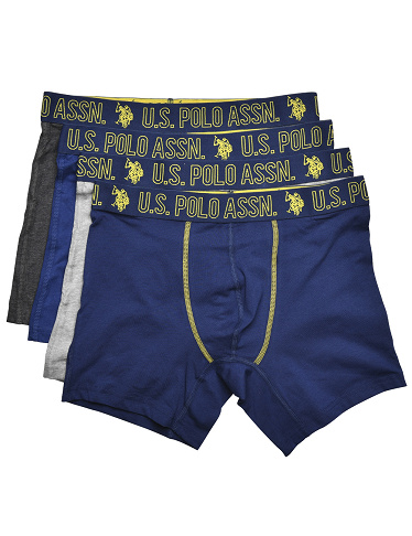 U.S. POLO ASSN. Boxer, 4er-Pack, grau + royalblau + grau meliert + marine