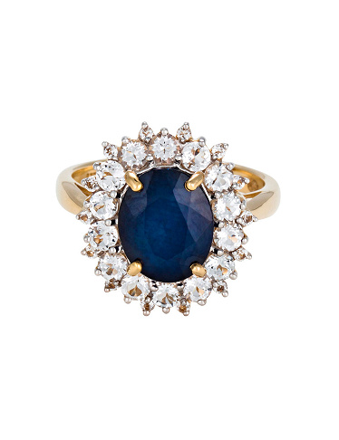 Comptoir du diamant Bague Soleil bleu saphir or jaune 375