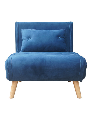 Schlafsofa 1-Sitzer «Niko», L 76 x B 82 x H 84 cm, Samtbezug, blau